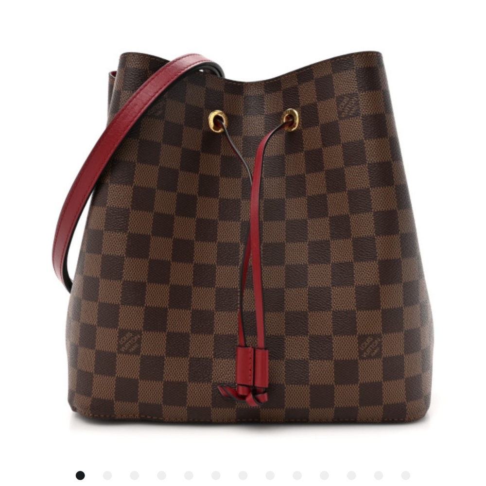 Louis Vuitton Burgundy Damier Ebene Noe Shoulder Bag with Gold Hardware